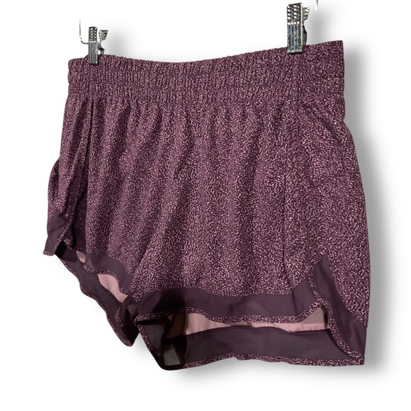 Athleta Mesh Racer Run Shorts Sz L Printed 4" Purple Activewear Athletic - Picture 4 of 9